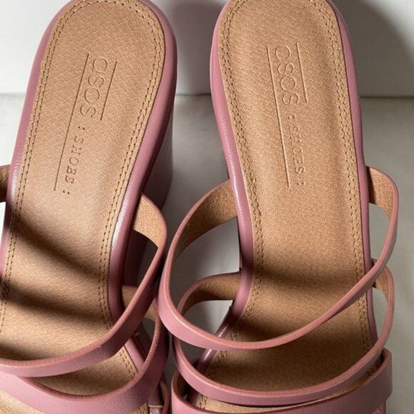 NWOB ASOS Design Trial Toe Loop Blush Pink Wedge Sz 7 - Picture 5 of 6